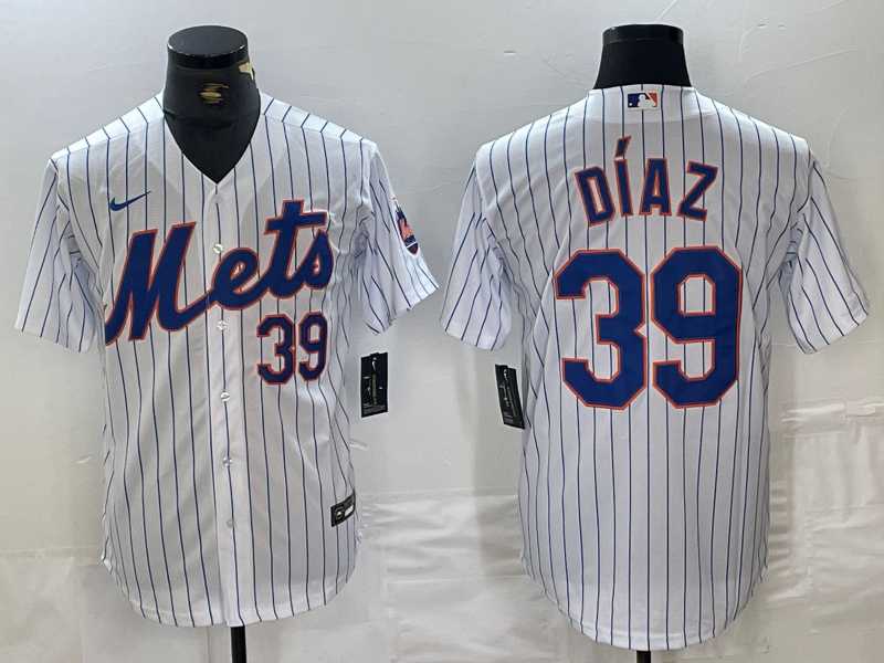 Men%27s New York Mets #39 Edwin Diaz Number White Stitched Cool Base Nike Jerseys